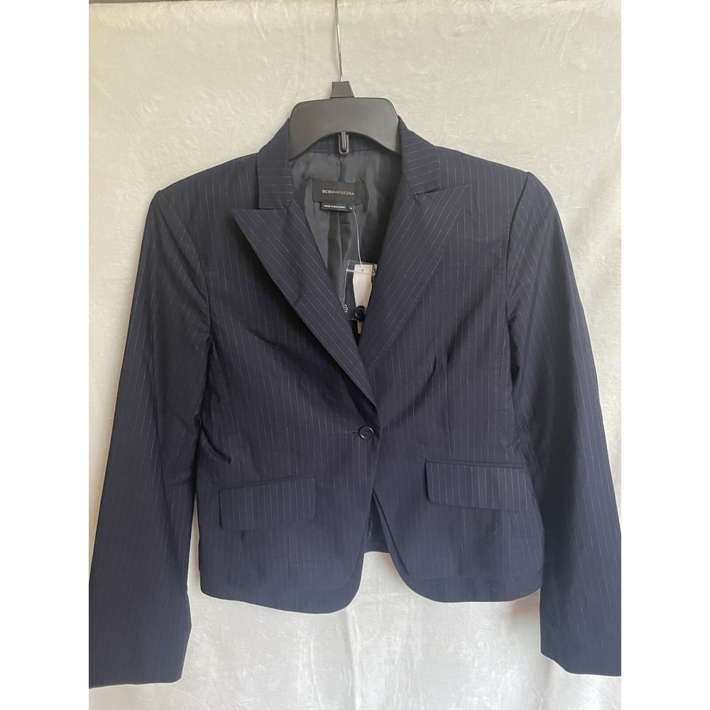 BCBG Maxazria Angelea Long‎ Sleeve Single Breasted Pinstripe Blazer Jacket M NWT